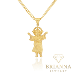 14K Divino Niño Pendant W/ Solid Cuban Chain (3.5MM – 24″ Inches) – Brianna Jewelry joya brianna jewelry