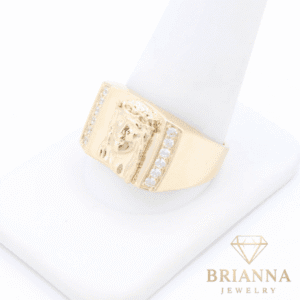 14k Jesus Face CZ Men’s Ring – Brianna Jewelry joya brianna jewelry