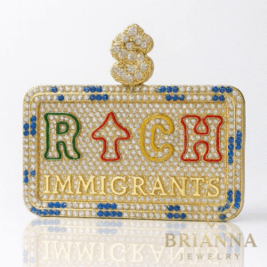 14K Rich Immigrants $ JUMBO CZ Pendant – Brianna Jewelry joya brianna jewelry