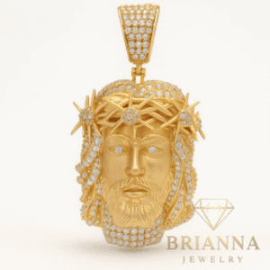14K Jesus Face CZ Pendant (2.2″ Inches) – Brianna Jewelry joya brianna jewelry