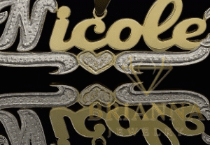 14 K Custom Double Plate Name Pendant W/ Bell – Brianna Jewelry joya brianna jewelry