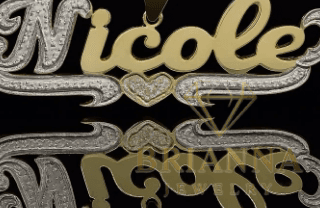 14 K Custom Double Plate Name Pendant W/ Bell – Brianna Jewelry joya brianna jewelry