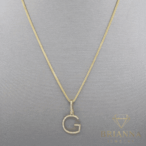 14k Initial (G) Diamond 💎 Pendant W/ Hollow Franco Chain  –
Brianna Jewelry joya brianna jewelry