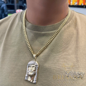 14k Jesus Face Pendant w/ Hollow Cuban Chain (7MM / 22” Inches) – Brianna Jewelry joya brianna jewelry
