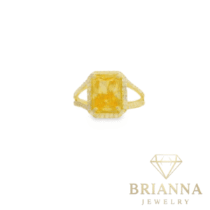 14K Women’s CZ Square Yellow Ring – Brianna Jewelry joya brianna jewelry