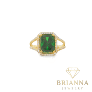 14K Women’s CZ Square Green Ring – Brianna Jewelry joya brianna jewelry