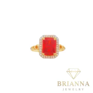 14K Women’s CZ Square Red Infinity Ring – Brianna Jewelry joya brianna jewelry