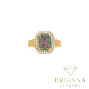 14K Women’s Square CZ Iridescent (tornasol) Ring – Brianna Jewelry joya brianna jewelry