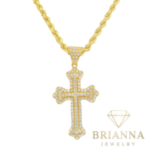 14k Cross Alt CZ Pendant W/ Hollow Rope Chain (22” Inches) – Brianna Jewelry joya brianna jewelry