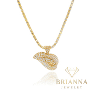 14K Sexy Lips 🫦 CZ Pendant W/ Moon Ice Chain (16” Inches) – Brianna Jewelry joya brianna jewelry