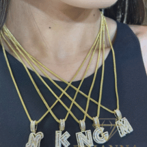 14 k Initial Baguette CZ Pendant W/ Hollow Franco Chain (18”) – Brianna Jewelry joya brianna jewelry