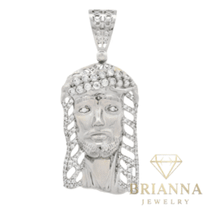 14K White Gold Jesus Face CZ Pendant – Brianna Jewelry joya brianna jewelry