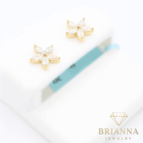 14k Flower 💎 Diamonds 💎 VS Earrings – – Brianna Jewelry joya brianna jewelry