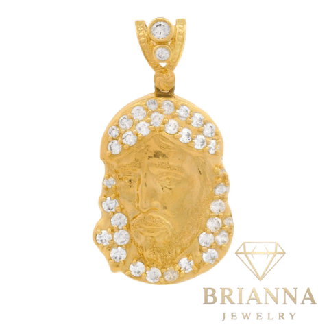 14K Jesus Face CZ Pendant (1” Inch) – Brianna Jewelry joya brianna jewelry