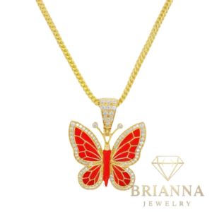 14K Butterfly (Red) Pendant + Hollow Franco Chain 18” Inches – Brianna Jewelry joya brianna jewelry
