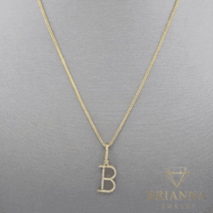 14k Initial (B) Diamond 💎 Pendant W/ Hollow Franco Chain  –
Brianna Jewelry joya brianna jewelry