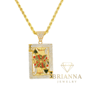 14k King of Spades CZ Pendant W/ Hollow Rope Chain (3MM // 22” Inches) –
Brianna Jewelry joya brianna jewelry