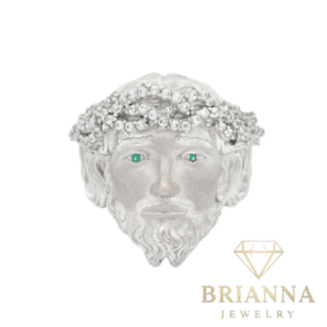 14k White Gold Jesus Face Men’s CZ Ring – Brianna Jewelry joya brianna jewelry