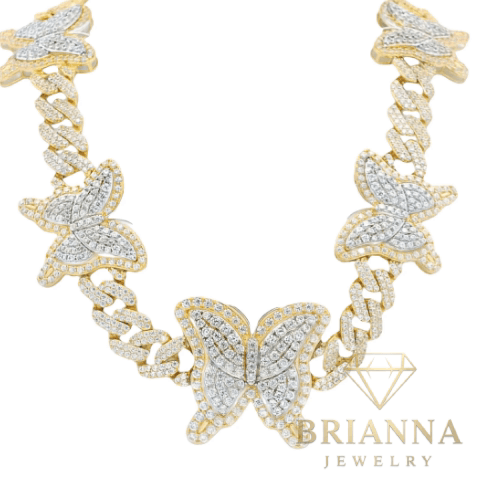 14 K Butterfly 🦋 Full CZ Cuban Choker – Brianna Jewelry joya brianna jewelry