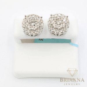 14K 💎💎 (12.5MM) White Round Diamonds Earrings – Brianna Jewelry joya brianna jewelry
