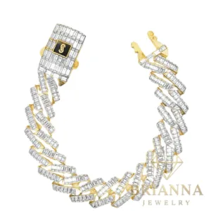 14K Hollow Cuban CZ Baguette Bracelet (17MM) – Brianna Jewelry joya brianna jewelry