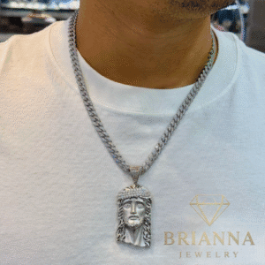 14k Jesus Face CZ W Hollow Cuban ChainFull CZ (7.5MM – 22” inches) – Brianna Jewelry joya brianna jewelry