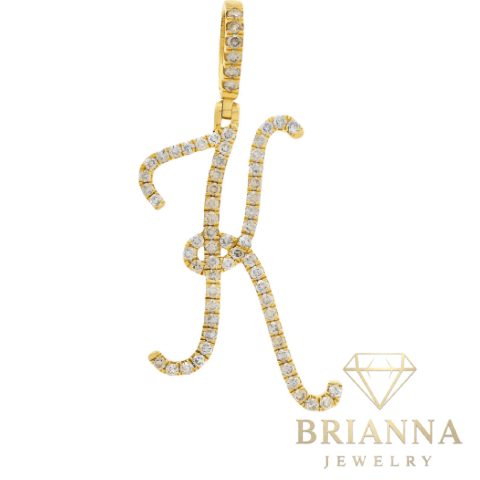 14K Initial K 💎VS Diamonds Cursive Pendant – Brianna Jewelry joya brianna jewelry
