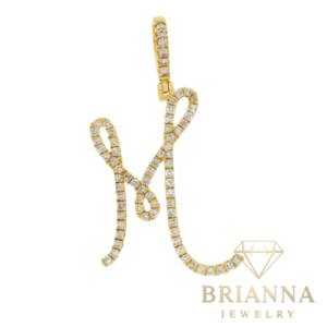 14K Initial M 💎VS Diamonds Cursive Pendant – Brianna Jewelry joya brianna jewelry