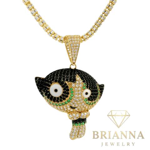 14K PP Bellota pendant W/ Moon Ice Chain (3.3MM – 16″) – Brianna Jewelry joya brianna jewelry