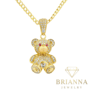 14K Teddy CZ Bear Pendant w/ Solid Cuban Chain (18” Inches) – Brianna Jewelry joya brianna jewelry