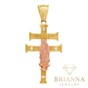 14K Caravaca Cross Pendant two Tone (2” Inches) – Brianna Jewelry joya brianna jewelry