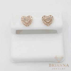 14k (7.5MM) Heart Diamond Earrings 💎 – Brianna Jewelry joya brianna jewelry