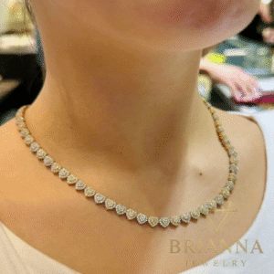 14 k Heart Tennis CZ Choker Two Tone – Brianna Jewelry joya brianna jewelry