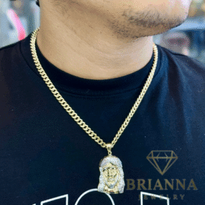 14k Jesus Face Pendant w/ Hollow Cuban Chain (6MM / 20” Inches) – Brianna Jewelry joya brianna jewelry