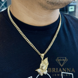 14k Praying Hands Pendant w/ Hollow Cuban Chain (6MM / 20” Inches)  –
Brianna Jewelry joya brianna jewelry
