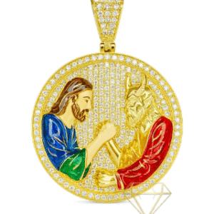 14K God Vs Evil Pendant CZ – Brianna Jewelry joya brianna jewelry