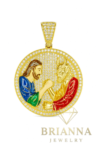 14K God Vs Evil Pendant CZ – Brianna Jewelry joya brianna jewelry