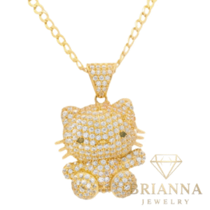14K HK 🐈 CZ Pendant W/ Solid Cuban Chain (18” Inches) – Brianna Jewelry joya brianna jewelry