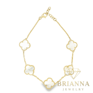 14k White Clover Fancy Bracelet – Brianna Jewelry joya brianna jewelry