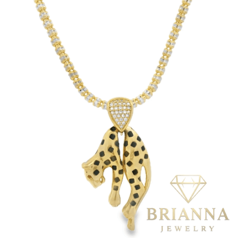 14K CZ Panther Pendant W/ Moon Ice Chain (3.3MM – 16″ Inches) – Brianna Jewelry joya brianna jewelry