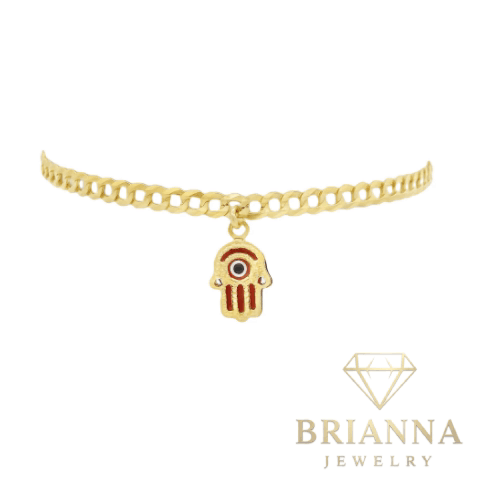 14 K Solid Cuban Ankle Bracelet W/ Hamsa Included – Brianna Jewelry joya brianna jewelry