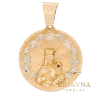 14K Round Virgen CZ Pendant (2.8″ Inches) – Brianna Jewelry joya brianna jewelry