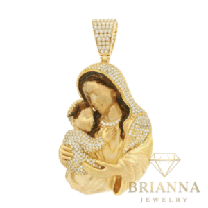 14K Virgen CZ Pendant (2.5″ Inches) – Brianna Jewelry joya brianna jewelry