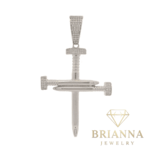 14K White Gold Nail Cross CZ Pendant (Alt.) – Brianna Jewelry joya brianna jewelry