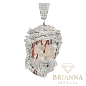 14K White Gold 3D Jesus Face CZ Pendant – Brianna Jewelry joya brianna jewelry