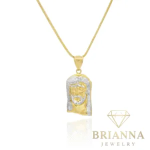 14 K Jesus Face Pendant W/ Hollow Franco Chain (22” Inches) + Free Ear –
Brianna Jewelry joya brianna jewelry