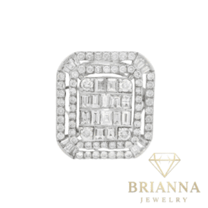 14K White Gold Women Square Diamond Ring (L) 💎 – Brianna Jewelry joya brianna jewelry