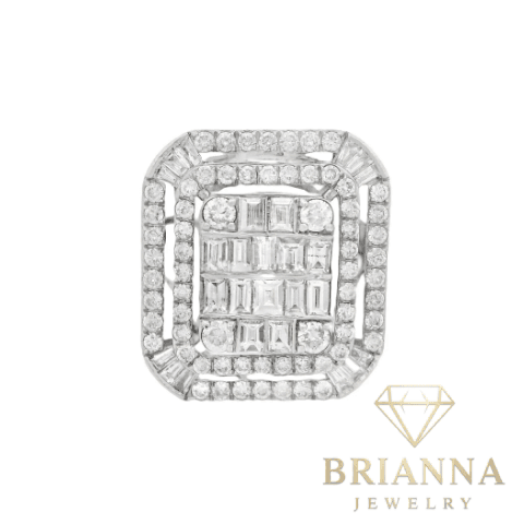 14K White Gold Women Square Diamond Ring (L) 💎 – Brianna Jewelry joya brianna jewelry