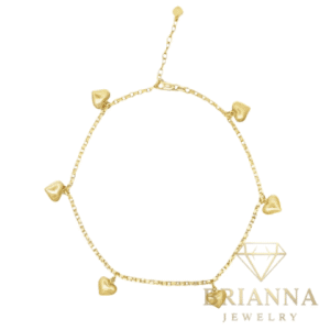 14K Women’s Heart Fancy Ankle Bracelet – Brianna Jewelry joya brianna jewelry
