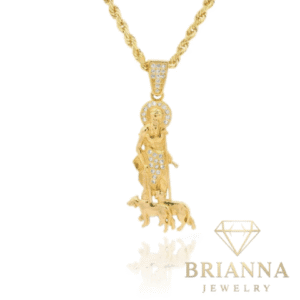 14K San Lazarus Pendant W/ Hollow Rope Chain (24” Inches) – Brianna Jewelry joya brianna jewelry